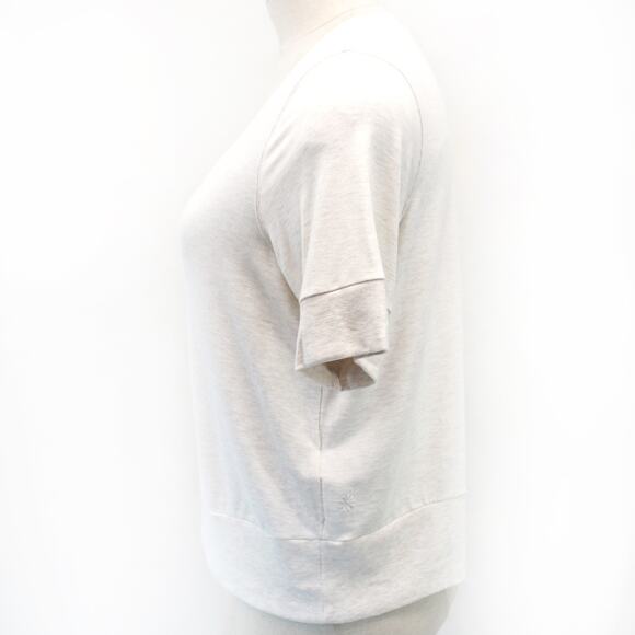 ATHLETA Plus Tops Beige V-Neck Short Sleeve Sweatshirt 1X - Picture 4 of 7